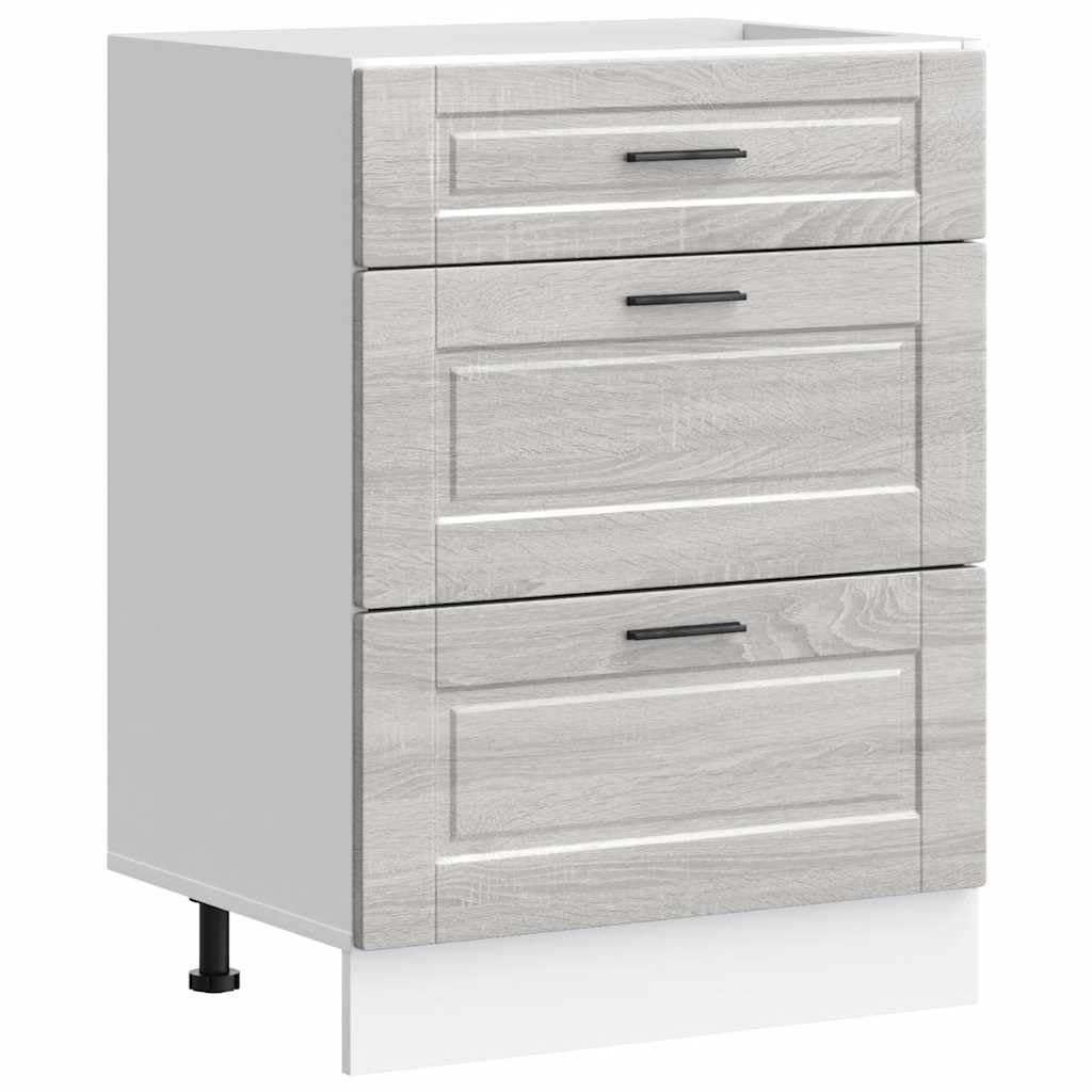 (Grey Sonoma, 60 X 46 X 81.5 Cm) Vidaxl Kitchen Base Cabinetâ Porto Black Engineered Wood Sink Base Cabinet 8721158426116