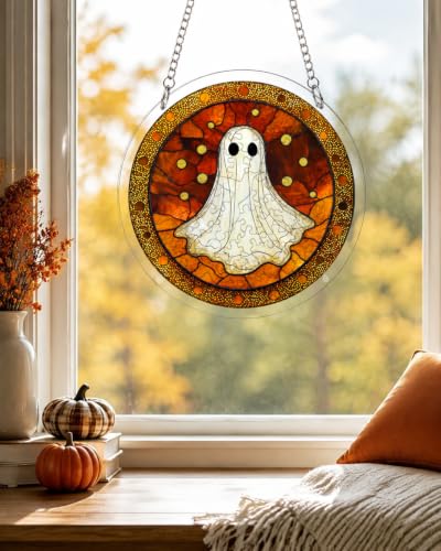 Image of Acrylic Jigsaw Puzzle Suncatcher Halloween Ghost Adult Puzzles Gifts 6.3 inch