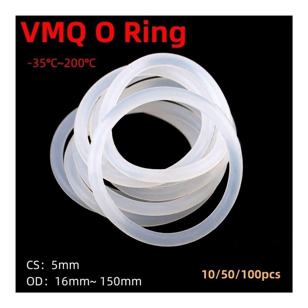 Silikonowe pierścienie uszczelniające O-ringi 100 sztuk VMQ pierścieni O-ring z gumy silikonowej WD 5mm OD 16-150mm wielokolorowy(38mm)