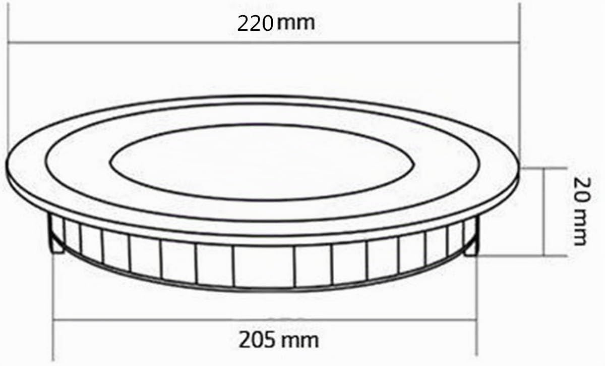Placa LED de Techo 20W 2000 Lúmenes, Redondo Φ220mm SuperSlim Empotrado Downlight LED Marco Plata Luz Fría 6000k (PACK 5)