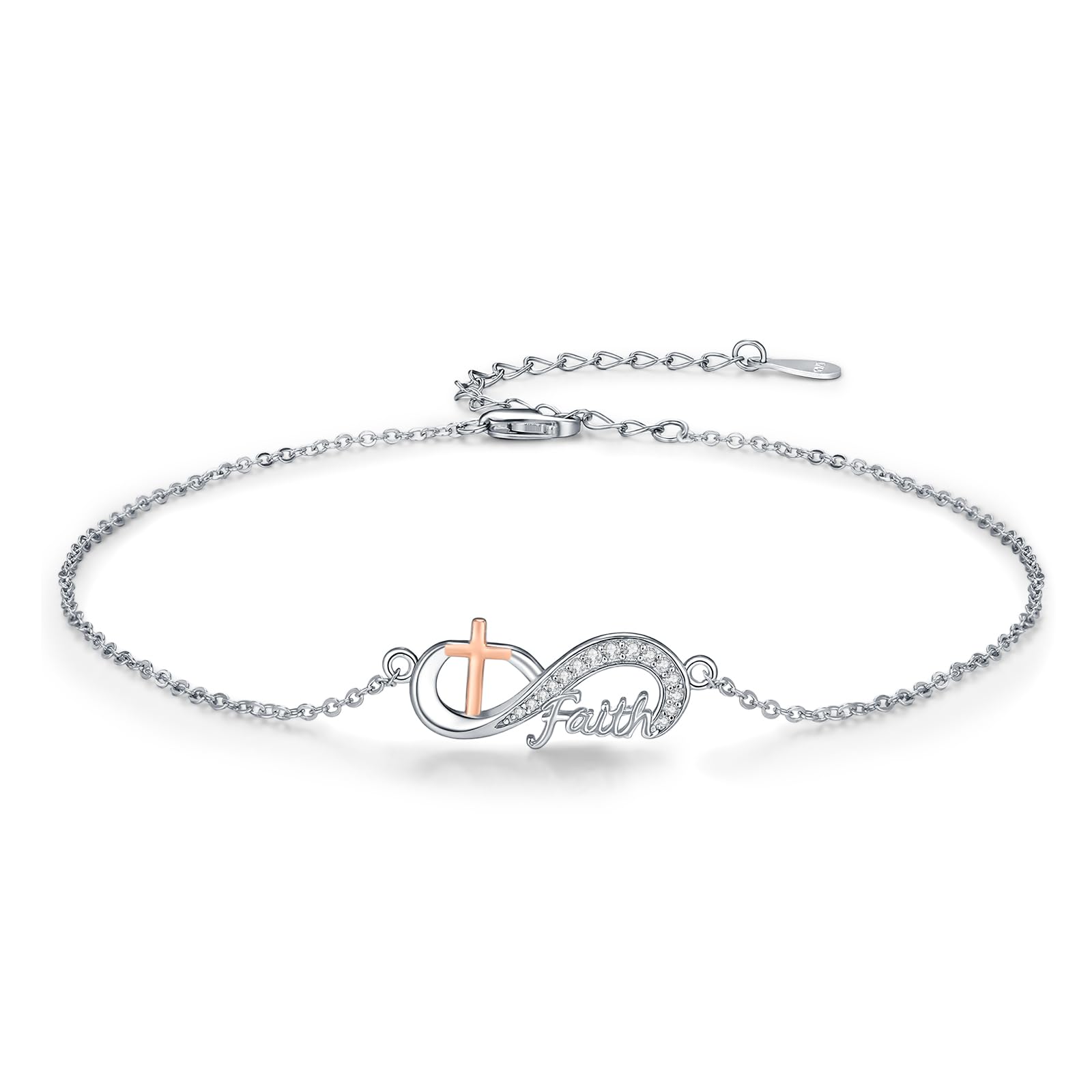 MEDWISE Mothers Day Gifts for Mom Women Infinity Anklet 925 Sterling Silver Adjustable Cross Anklet Summer Beach Jewelry Gifts for Daughter Women Wife Mom