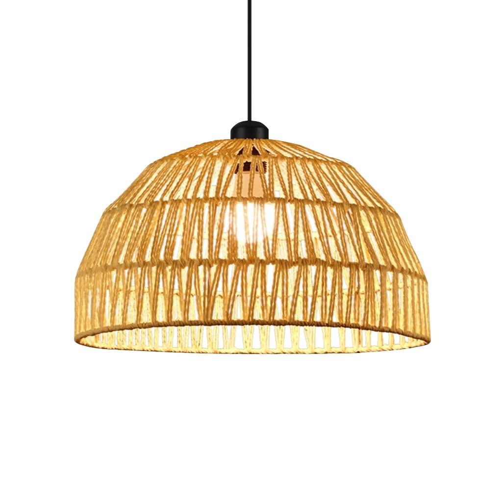 Lampadario E27 Bohemian Lampada A Sospensione In Vimini Intreccio Artigianale Lamp Vintage In Stile Rustico Adatta Per Illuminazione Camera Da Letto Sala Da Pranzo Isola Cucina Soggiorno(30CM)