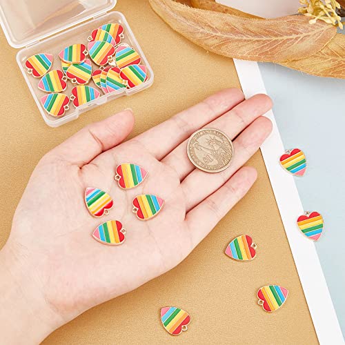 SUNNYCLUE 1 Box 30Pcs LGBT Charm Pride Love is Love Charms Gay Heart Enamel Colorful Rainbow Charms for Jewellery Making Charms Stripe Earring Making Supplies Necklace Bracelet DIY Craft Accessories - Image 3