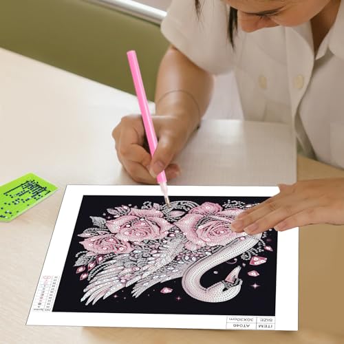 Image of AiYuanzsh Diamond Art Painting Kits for Adults Swan, 5D Special Shape Diamond Art Kits for Beginners, Crystal Rhinestones Diamond Art Painting for Home Wall Decoration Gift 12x12inch