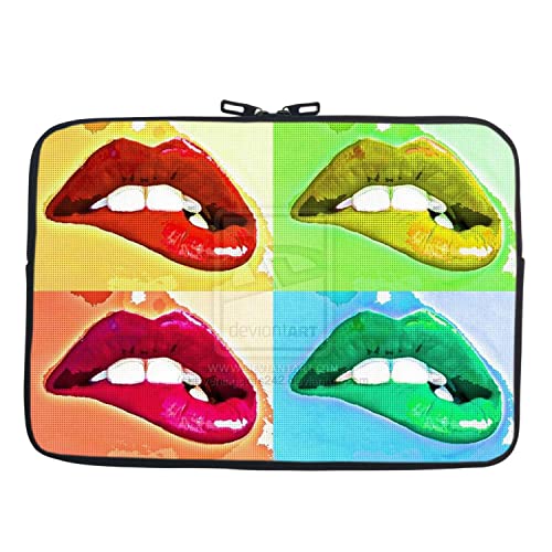 Image of TheSkinMantra Chain Laptop Sleeve Bag Compatible with Laptop /Macbooks /Chrombook /Notebook /Zbook (14.1 Inch (Chain), Hot Lips)