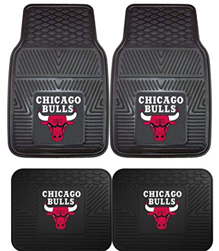 A Set of 4 NBA Universal Fit Front and Rear All-Weather Floor Mats - Chicago Bulls
