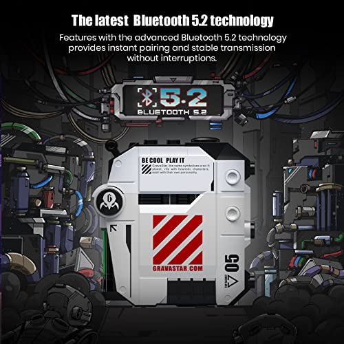 Gravastar Wireless Earbuds Sirius P5,Bluetooth In-Ear Headphones With Stereo Sound,4 Rgb Lights,40H Playback,Enc For Clear Call,Bluetooth 5.2,Ipx4,Support Multipoint Connection(Defense Mecha) #TOP2