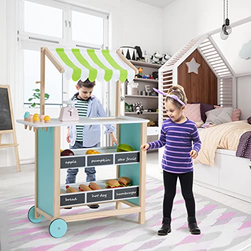 Infans TP10057 Wooden Grocery Store Marketplace Toy, Supermarket Pretend Play, Extra Storage 6 Ice Creams Scales Bells Chalkboards, Fun Indoor Farmer'S Market Stand Set Gift thumb #1