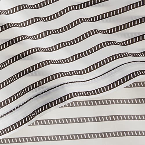 Image of Lacoste 100% Cotton Percale Sheet Set, Graphic Stripe Print, Dark Grey, Queen