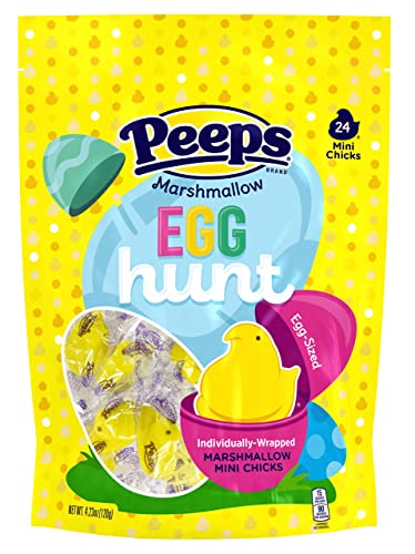 Peeps (1 Bag) Marshmallow Easter Egg Hunt Mini Chicks Individually Wrapped 4.23 oz / 120 g 24 Per Bag