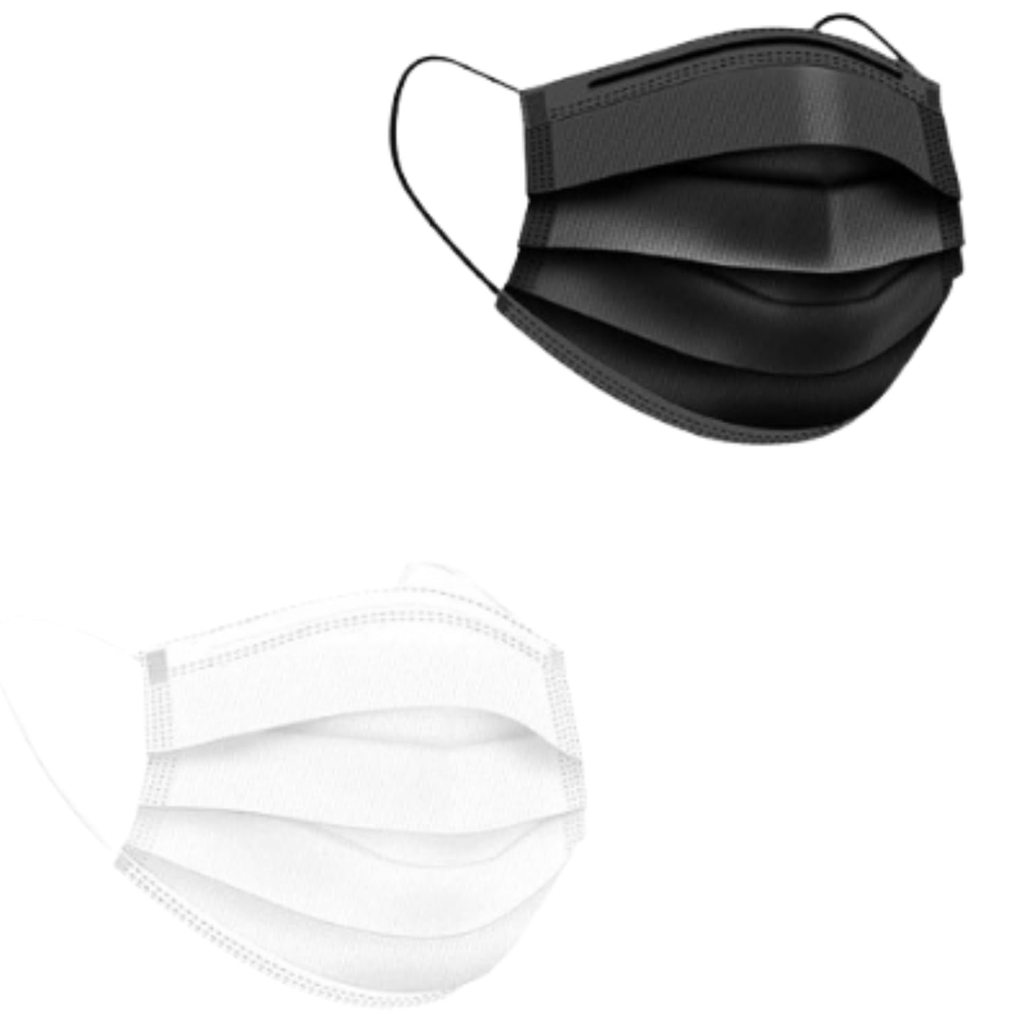 KAPGGRILA Disposable Face Masks with Nose Pin | Soft Earloop Surgical Masks for Men & Women | Use and Throw Masks for Safety & Hygiene | Black 50 Pcs & White 50Pcs (Combo pack -100pcs)-image-25