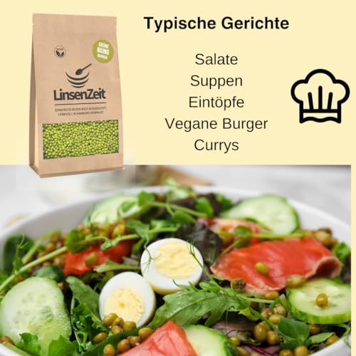 LinsenZeit - Grüne Mung Bohnen 600g - Mungobohnen - Natürliche und ungeschälte Mungbohnen – Vegan, ohne Zusatzstoffe & Premium Qualität