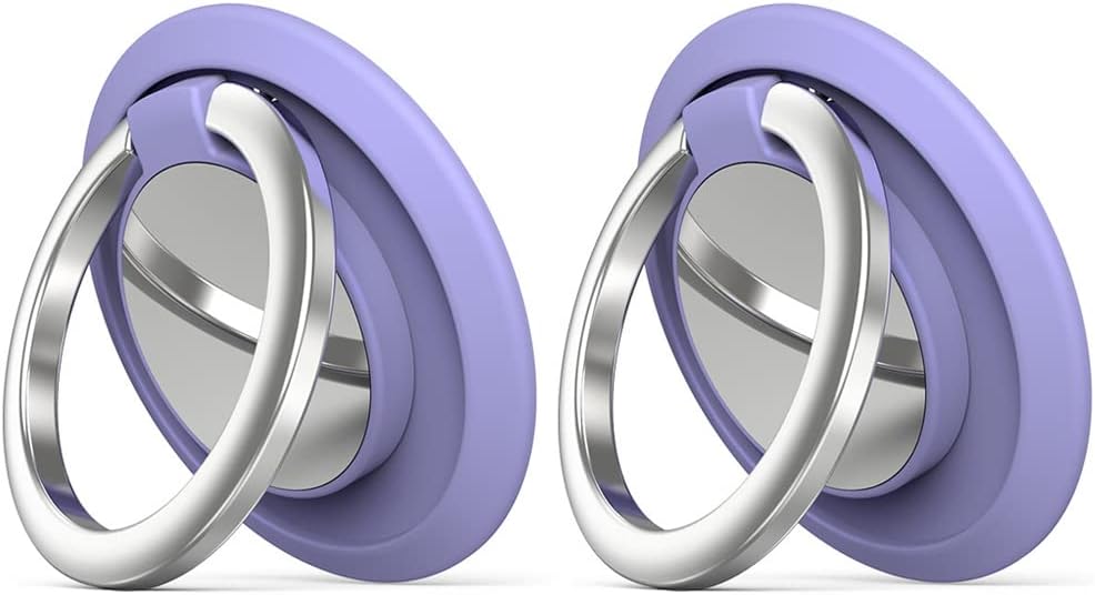 2 Pieces Phone Ring Holder, 360° Adjustable Mobile Phone Loop Universal Cell Phone Finger Grip Ring Magnetic Finger Ring Stand Car Mount Phone Ring for All Smartphones (purple)