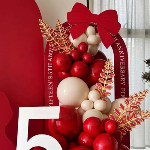 Image of Voircoloria 130pcs Ruby Red Balloons Different Sizes 18 inch 12 inch 10 inch 5 inch Dark Red Latex Balloon Garland Arch Kit for Birthday Baby Shower Graduation Wedding Valentine's Day Christmas Party Decorations