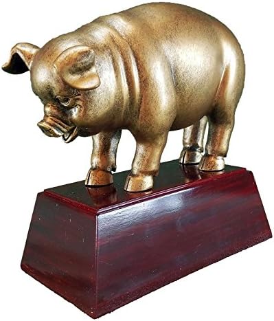 Decade Awards Sculpted Gold Pig Trophy - BBQ Smoke Off Competition Award - Engraved Plate on Request