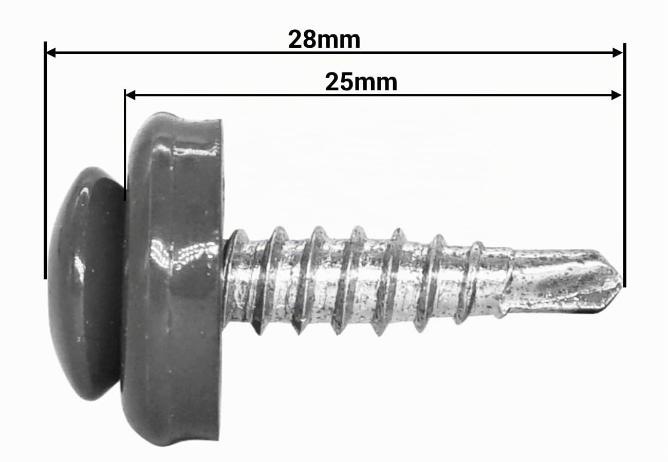 SKIR'CO Lot de 200 vis de toiture autoforeuses peintes avec rondelles EPDM Tête Torx Marron pâle RAL 8025 4,8 x 28 mm