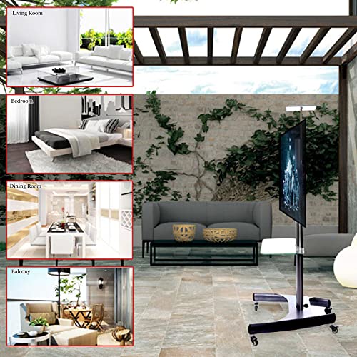 Srhimeos Mobile Standing Tv Cart Height Adjustable For 32"-65" Plasma Lcd Led Flat Screen/Curved Tv Can Bear 50Kg/110Lbs, Max Vesa 600X400 Mm With Tilt, Swivel And Height Adjustment Stand (Black) #TOP5