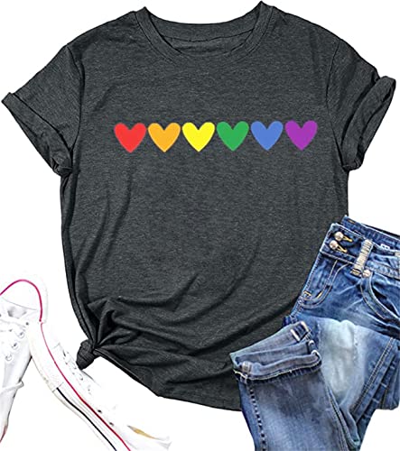 Camiseta feminina orgulho gay com bandeira do arco-íris LGBT camiseta Love Wins Letter Print Tops Lé
