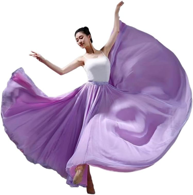 HEARTTOUCH Women's Fairy Lyrical Dance Skirt Double Side Modern Ballet Swing Skirts Dance Dress for Performance Photography