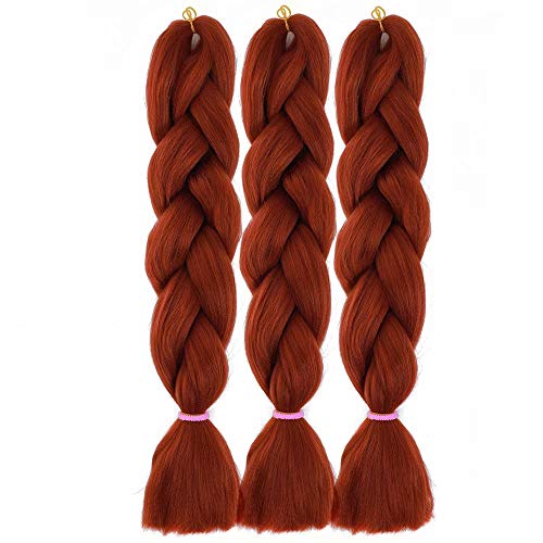 Burgundy Synthetic Braiding Hair Synthetic Hair For Crochet Twists Locs Braids Hair 3 Packs 24 Inch By Leticia