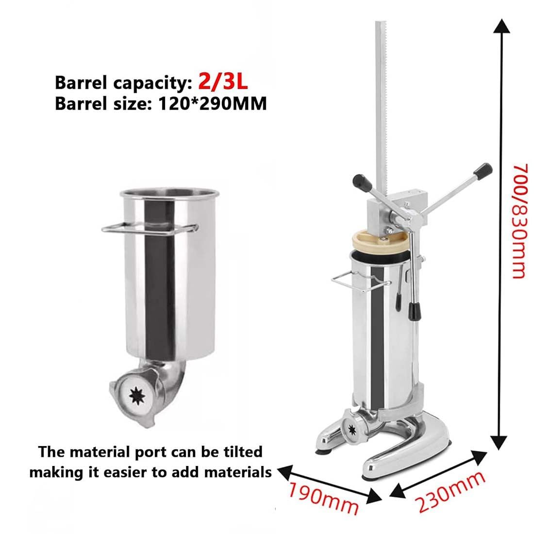 Máquina manual de churros de acero inoxidable con 5 boquillas, máquina vertical española para uso comercial, capacidad de masa de 3 litros