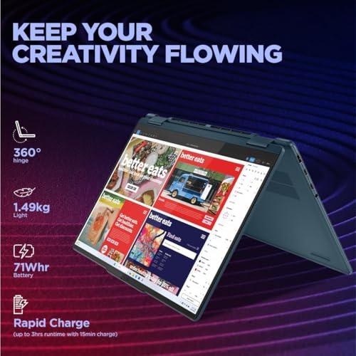 Image of Lenovo Yoga 7 Intel Core Ultra 5 125H Built in-AI 14 inch(35.5cm) WUXGA OLED 400Nits 2-in-1 Laptop (16GB /1TB SSD /Win 11 Home /MSO 24 /100% DCI-P3 /Touch /Tidal Teal /1.49Kg), 83DJ00FVIN