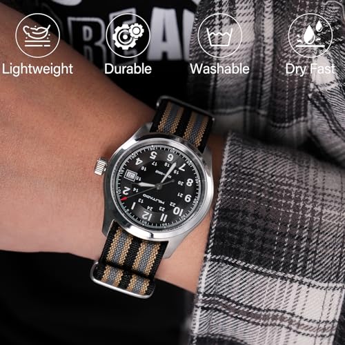 Image of TACTICAL FROG Nylon Watch Band 18mm 19 mm 20mm 22 mm 24 mm, Waterproof Military Watch Straps Replacement for Men Women, With Stainless Steel Buckle