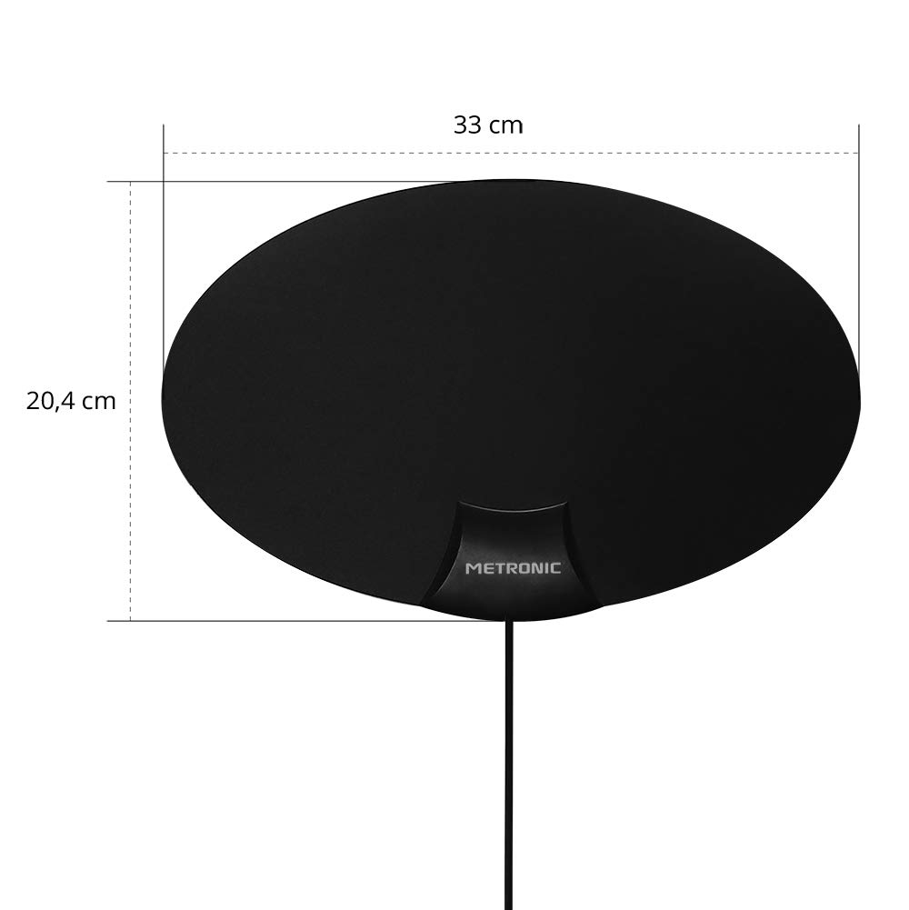 METRONIC 416962 Antenne Intérieure Meilleure Reception TNT Compatible 4K UHD - 694 MHz Filtre 4G / 5G - Facile à Installer et Puissante - Face Noire ou Blanche