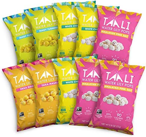 Taali Variety Pack Water Lily Pops (10-Pack) - Four Delicious Flavors! Now with Himalayan Pink Salt! | Protein-Rich Roasted Snack | Non GMO Verified - Individual 0.8 oz Bags