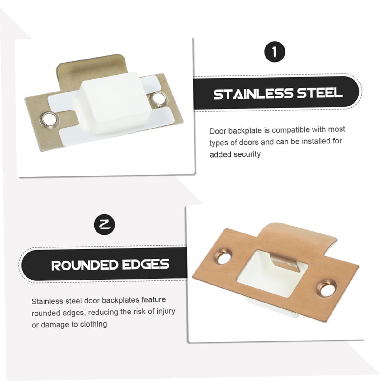 HOMSFOU 16 Ensembles Plaque de Renforcement Inoxydable pour Serrure de Porte Kit Plaques de Gache et Vis Compatible avec Divers Systèmes de Verrouillage