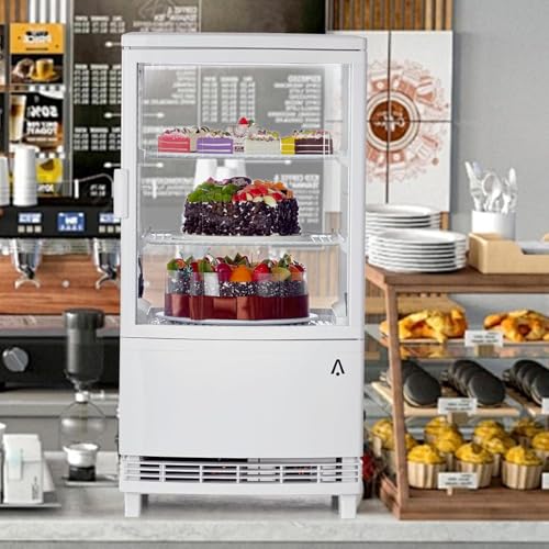 Image of GarveeLife Commercial Display Refrigerator, 2.0 Cu.Ft. Pastry Display Case for Bakery with LED, Frost-Free, Sliding Door, Commercial Fridge Display Case for Cafe and Restaurant, 4-Tier Design, White