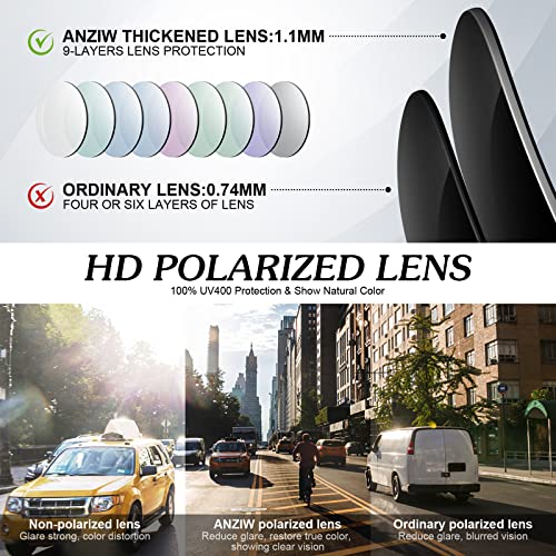Anziw Round Polarized Sunglasses Men Women,Retro Metal Hippie Lennon Shades With 100% Uv Protection #TOP5