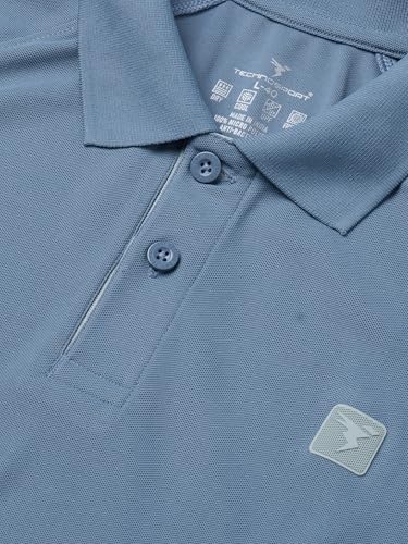 Image of TECHNOSPORT Men's Slim Fit Color Block Full Sleeve Polo T-Shirt with Matpiq, UPF50+, Techno Dry for Sports, Running & Regular Use