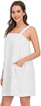 Women’s Spa Body Wrap with Adjustable Closure Absorbent Soft Lightweight Knee Length Bathrobe Bath Towel Set