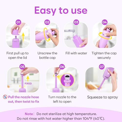 Image of Easy@Home Portable Travel Bidet: Peri Bottle for Postpartum Essentials - Handheld Sprayer Kit for Perineal Care & Personal Hygiene | 380ml (12.8oz) | Women & Men | EPB-01 Pink