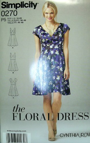 Patron de couture robe florale en papier Simplicity 0270 Cynthia Rowley taille 12-20