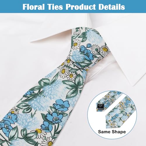Image of Mantieqingway Men's Cotton Floral Neck Tie 2.56'' Printed Skinny Tie