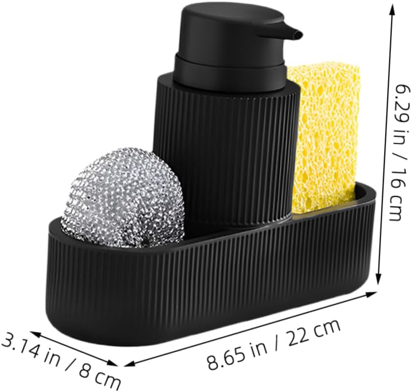 Unomor 1set Dish Soap Dispenser Brush Holder Modern Kitchen Sink for Effortless Cleaning Stylish Design Efficient Pump Mechanism Includes Sponge and Bottle Holder