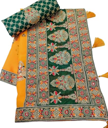 Image of Women's Designer Bollywood Soft Georgette Heavy Embroidery Sequins Work Sarees For Wedding With Blouse Piece