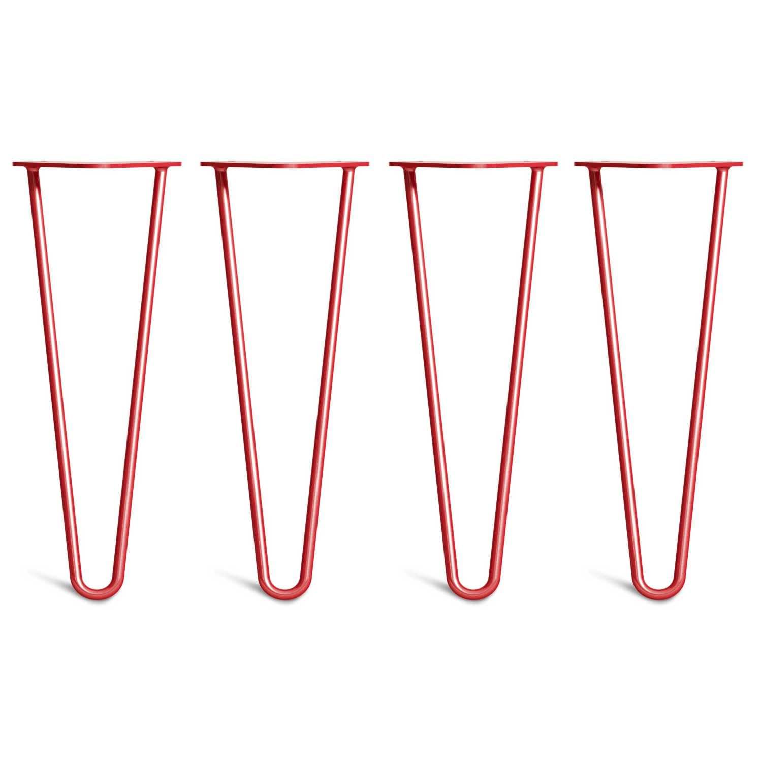 [HLC] 4 x Hairpin Table Legs – Superior Double Weld Steel Construction With Screws, Build Guide & Protector Feet Worth £8 Included! – 10mm Steel [14"/35cm,Red]