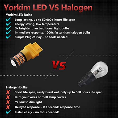 image for Yorkim 3157 LED Bulb Amber Ultra Bright, 3157 LED Brake Lights, 3157 L