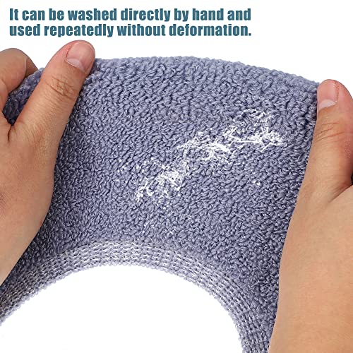 VOCOSTE 4 Stück dehnbarer, dicker WC-Sitzbezug, Deckel mit Griff, Badezimmerwärmer, weiches WC-Sitzkissen, waschbar, wiederverwendbar, Blau / Grau – Bild 8