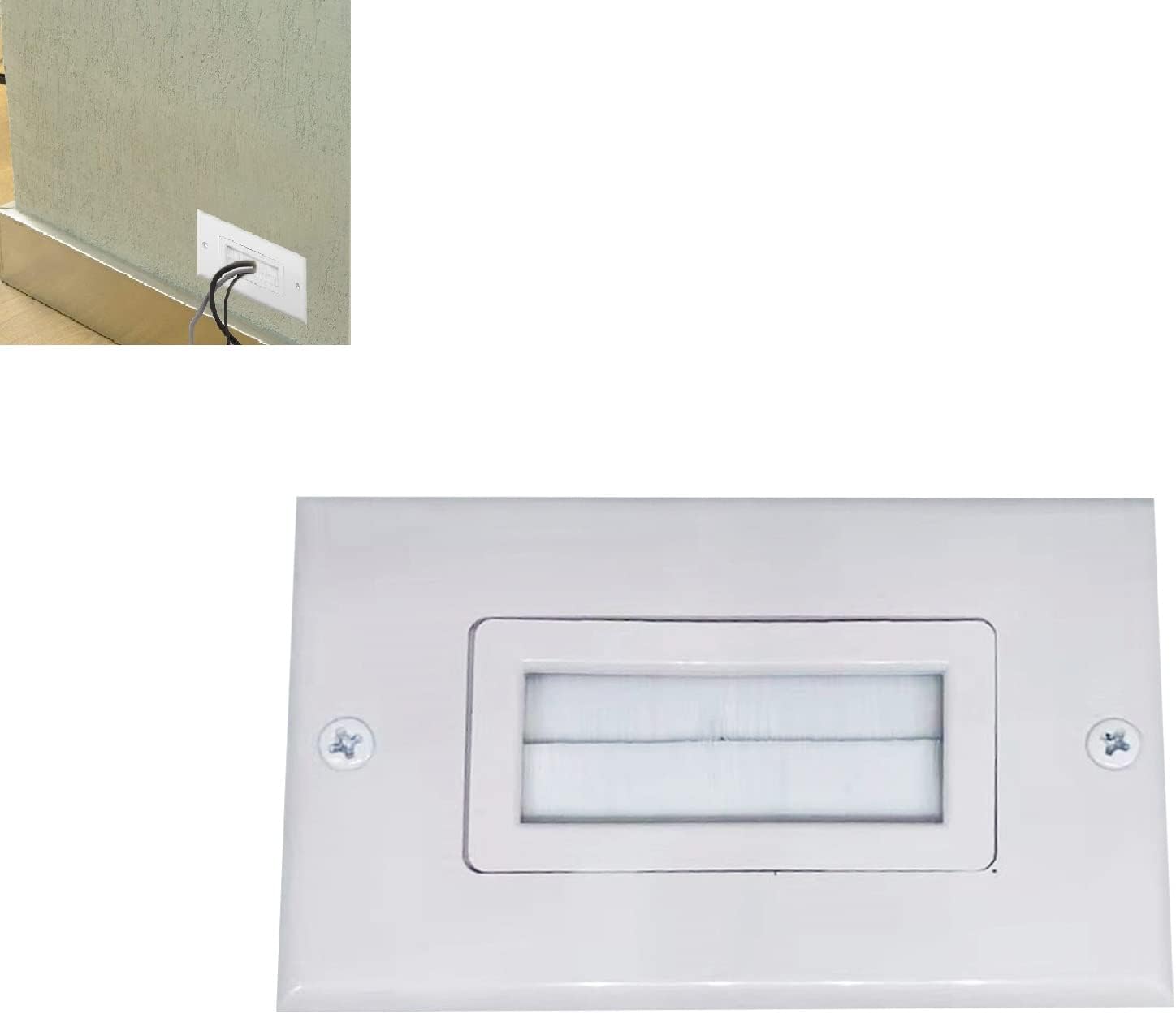 Brush Wall Plate Double Gang White Faceplate Brush Plate Cable with 2