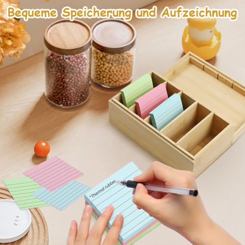 Fosoloni A7 Karteikarten Box Karteikasten Holz mit Deckel Vokabelbox Lernkarteibox Holz für Büro Schulen und Heim(Karteikarten Nicht im Enthalten) 22cm*12.6cm*9cm