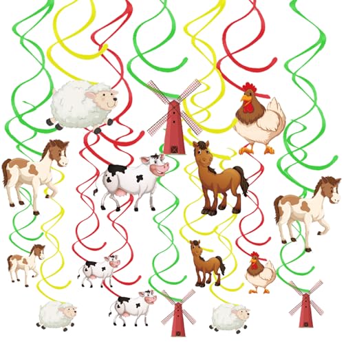 Image of Farm Hanging Swirl - 24PCS Party Decorations - Boys Kids Theme Birthday Party Supplies - Spiral Decor