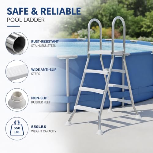 Escalera para piscina sobre tierra 4 peldaños acero inox miniatura 4