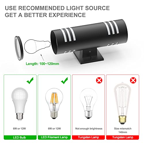 Dusk To Dawn Outdoor Light Fixtures, Photocell Up Down Wall Porch Lights, Cylinder Black Exterior Wall Sconce, Anti-Rust Waterproof Wall Lantern For Doorway, Garage, Patio（2 Packs） #TOP3