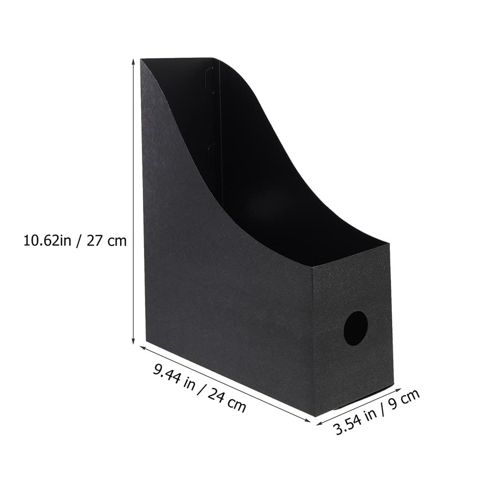 STOBOK 3pcs File Storage Box Plastic Document Holder Standup Desks for Office Upright Magazine Holder Binder Storage Rack for Desk Black PP - Image 2