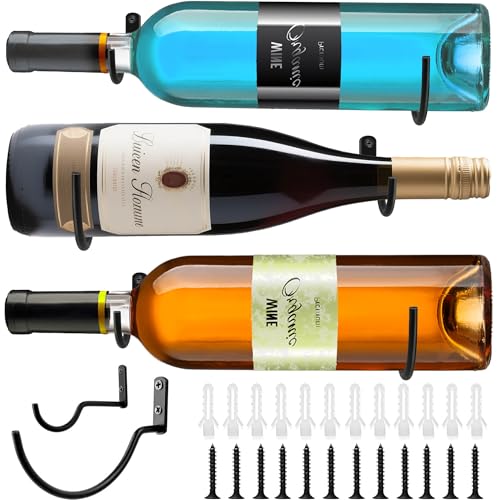 FLstudio Wall Mounted Wine Racks: 3 Pack Wine Bottle Holder - Metal Wall Wine Rack DIY Hanging...