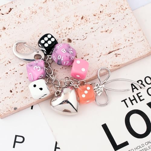 Image of 8 Ball Dice Charm Keychain - Cute Bag Purse Handbag Accessories - Y2K Aesthetic Key Chain for Women Men